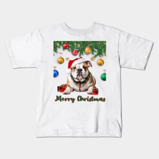 Santa English Bulldog Merry Christmas! Kids T-Shirt